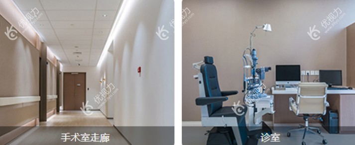 北京希玛林顺潮眼科医院的走廊和诊室