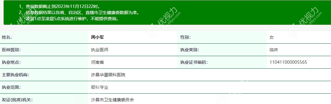 许昌华厦眼科医院周小军怎么样？89yo&.com