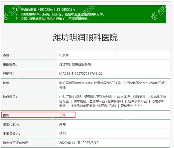 潍坊明润眼科医院资质