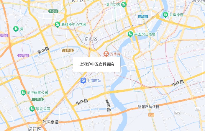 上海沪申五官科医院眼科专科地址示意图