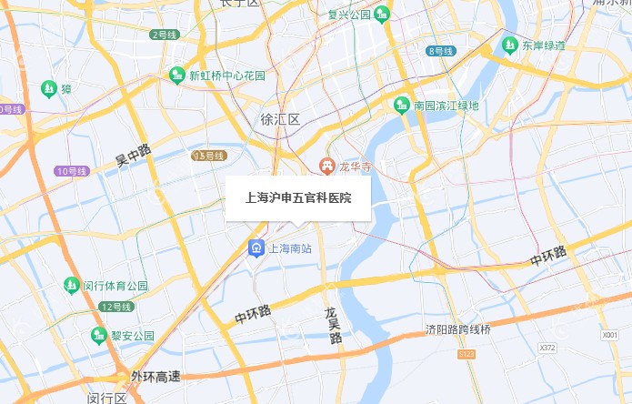 上海沪申五官科医院眼科专科地址示意图