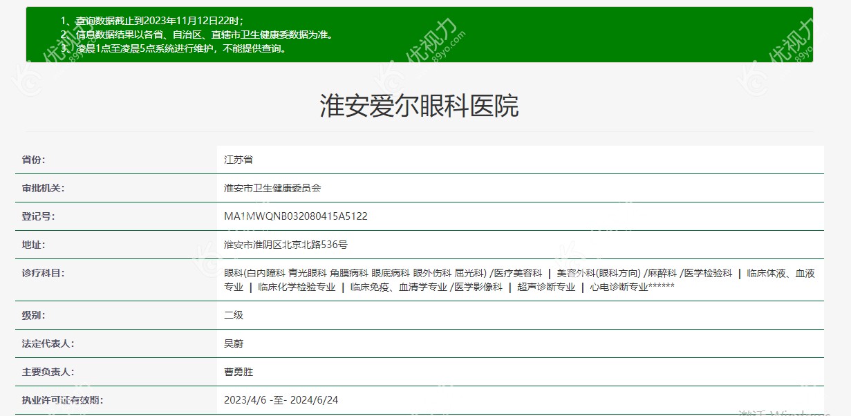 淮安爱尔眼科医院二级资质
