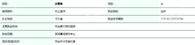 史素恩医生资质正规