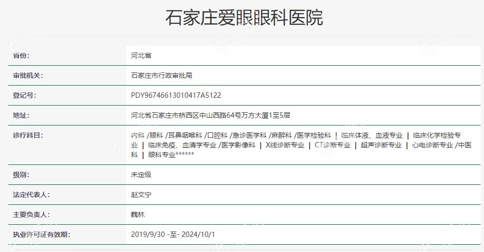 石家庄爱眼眼科医院是几级？是正规医院吗