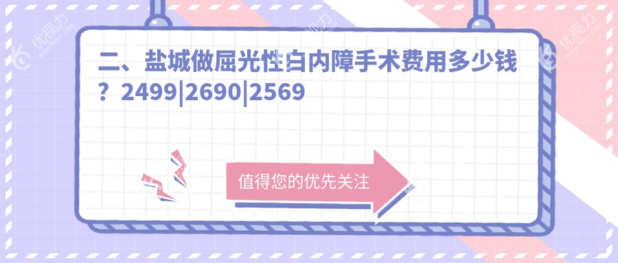 二、盐城做屈光性白内障手术费用多少钱?2499|2690|2569