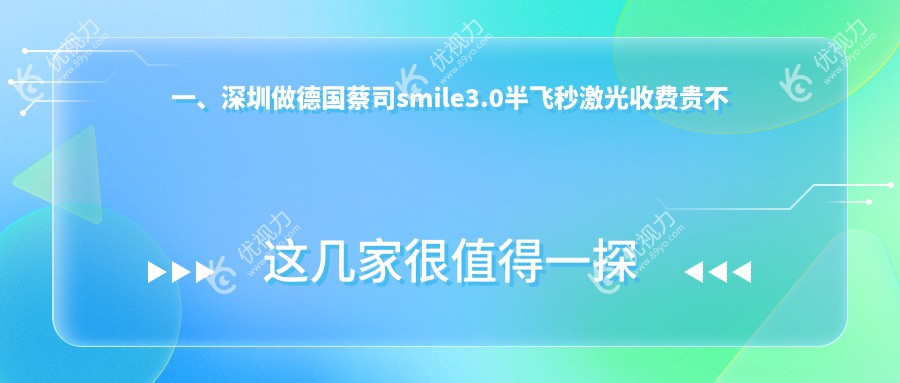 一、深圳做德国蔡司smile3.0半飞秒激光收费贵不贵？发布2024深圳德国蔡司smile3.0半飞秒激光价格表