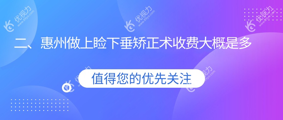 二、惠州做上睑下垂矫正术收费大概是多少钱？希玛4560/雷诺眼科连锁4989/希玛林顺潮5599