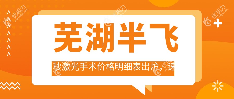 芜湖半飞秒激光手术价格明细表出炉，速查各医院地址！