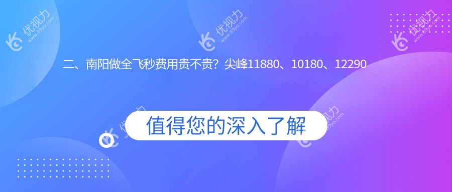 二、南阳做全飞秒费用贵不贵？尖峰11880、10180、12290