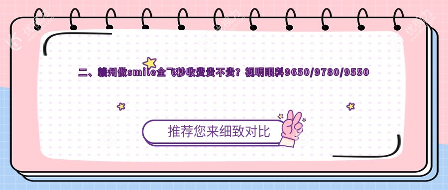 二、赣州做smile全飞秒收费贵不贵？视明眼科9650/9780/9550