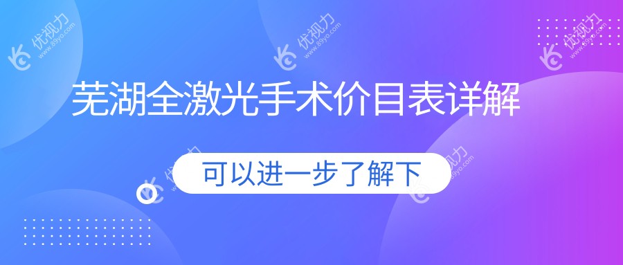 芜湖全激光手术与半飞秒晶体置换收费标准大揭秘：专业眼科医院全解析