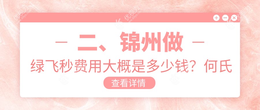 二、锦州做绿飞秒费用大概是多少钱?何氏眼科16669/何氏15480/14290